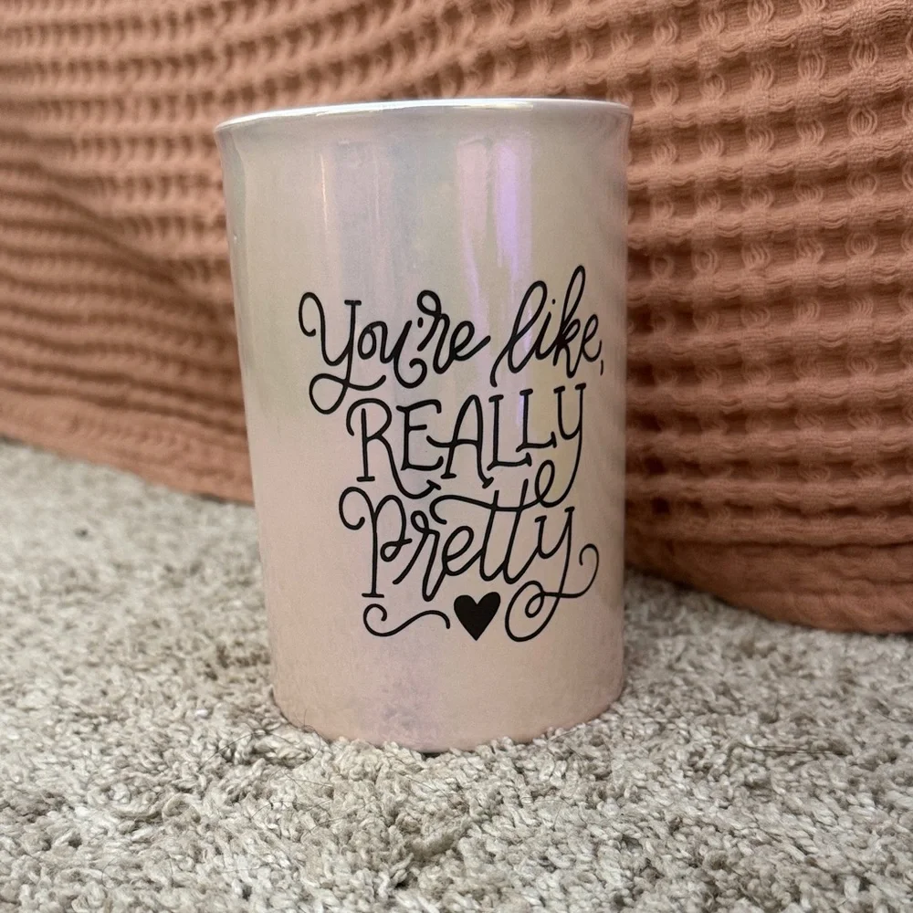 Iridescent Pink decor for makeup brushes, etc